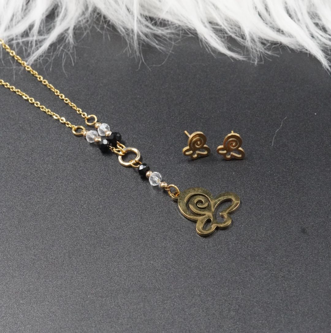 JUEGUITO CORBATIN MURANO MARIPOSA NEGRO